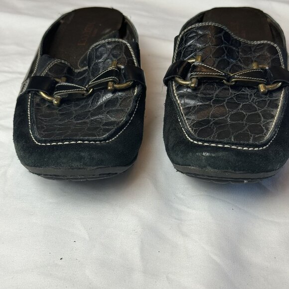 Sesto Meucci Womens Leather Slip Ons Loafers Black Square Toe Size 9 - Picture 8 of 12